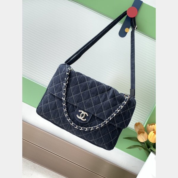 Denim Quilted Luxury AS2137/AS2136 Denim Trip Single Flap Blue