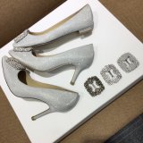 Best Manolo Blahnik HANGISI GLITTER Fabric Jewel Buckle Pumps