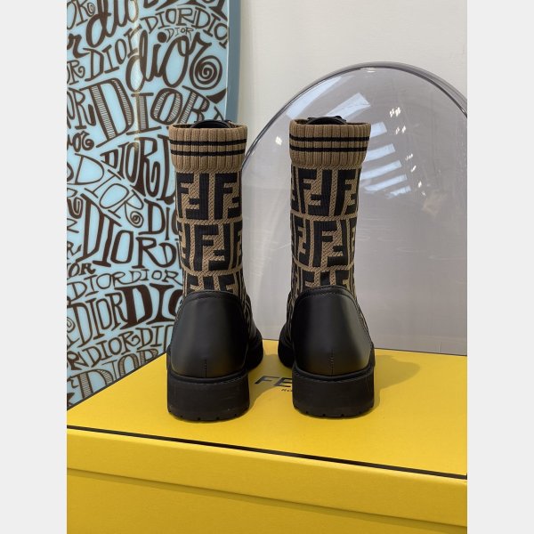Fendi Domino Black leather biker boots