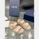 Top Quality Dior Ecru Fringed Cotton Canvas Dioract Sandal