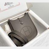 Hermes Mini Evelyne Handbags Replica Pewter Grey