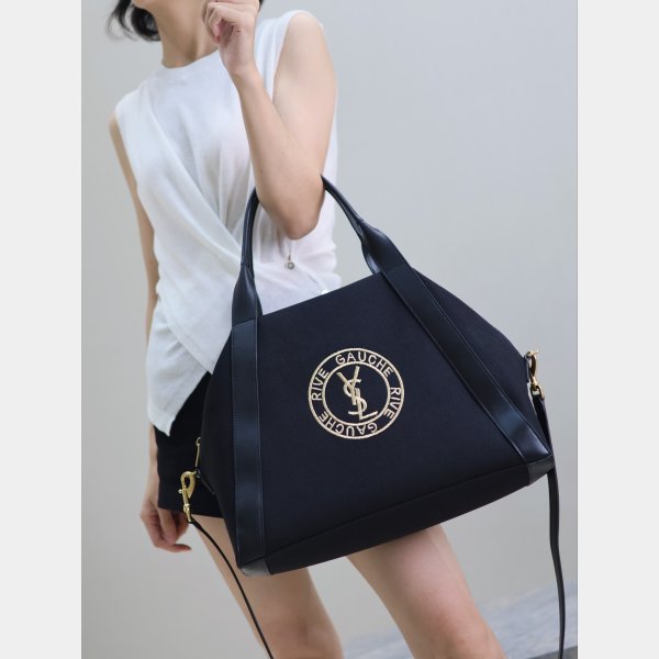 Saint Laurent Rive Gauche Bowling Tote Canvas 774048 Bag