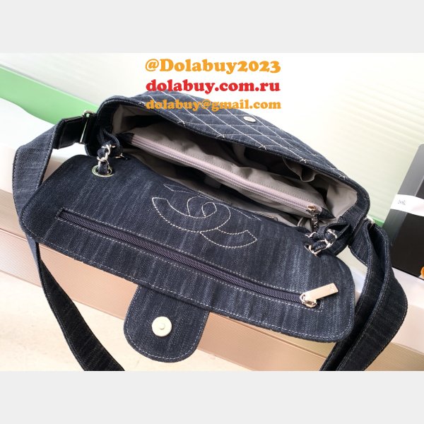 Denim Quilted Luxury AS2137/AS2136 Denim Trip Single Flap Blue