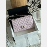 Top Quality CC Flap Caviar leather light pink 25cm bag