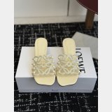 Top Loewe Petal Anagram Rhinestone Suede Heel Slide