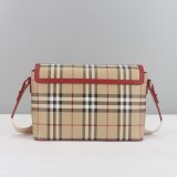 Burberry Beige Red Top Handle Note Bag