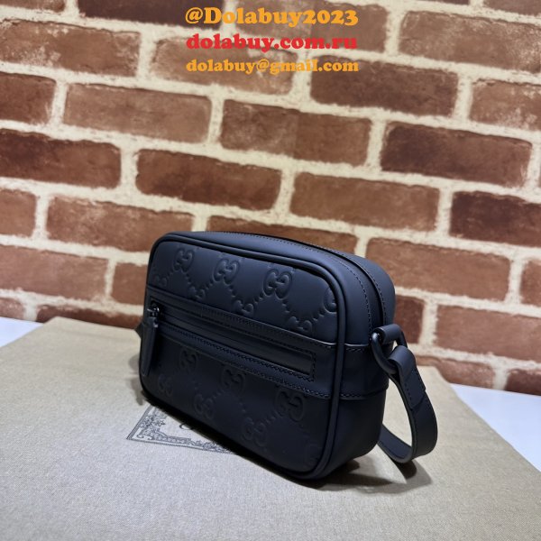 Gucci 1:1 GG Rubber-effect 771321 Shoulder Black Replica Bag