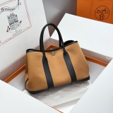 Top Hermes human handmade stiching Garden Party Bag 30cm