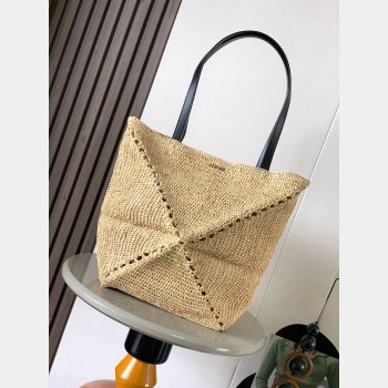 LOEWE Puzzlefold Raffia Fold Tote Medium