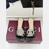 Women's slide with crystal Interlocking G Flat