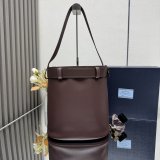 Prada Buckle leather bucket bag with belt 1BE085