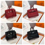 7 Star Hermes Birkin handmade Stiching Handbags Box Calf 25CM