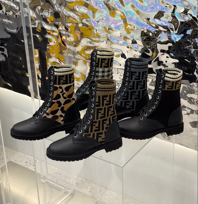 Fendi Domino Black leather biker boots